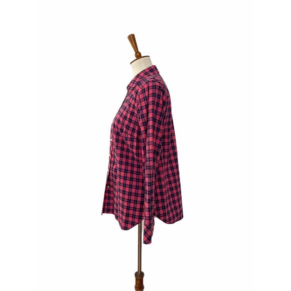 Talbots Womens Plaid Button Up Shirt Long Sleeve Collared Pink M Medium - Picture 4 of 7